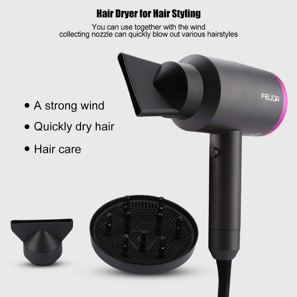 FELICIA ASCIUGACAPELLI PROFESSIONALE ION CALDO FREDDO Hair Styling PHONO FONO CON 3 ACCESSORI DIFFUSORE POTENZA MASSIMA FELICIA ASCIUGACAPELLI PROFESSIONALE ION CALDO FREDDO Hair Styling PHONO FONO CON 3 ACCESSORI DIFFUSORE POTENZA MASSIMA